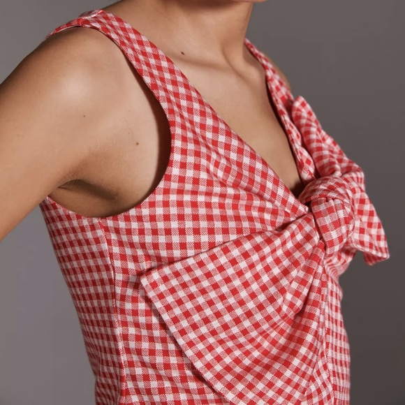Anthropologie Eva Franco Gingham Bow Top Women's XL - Picture 4 of 16